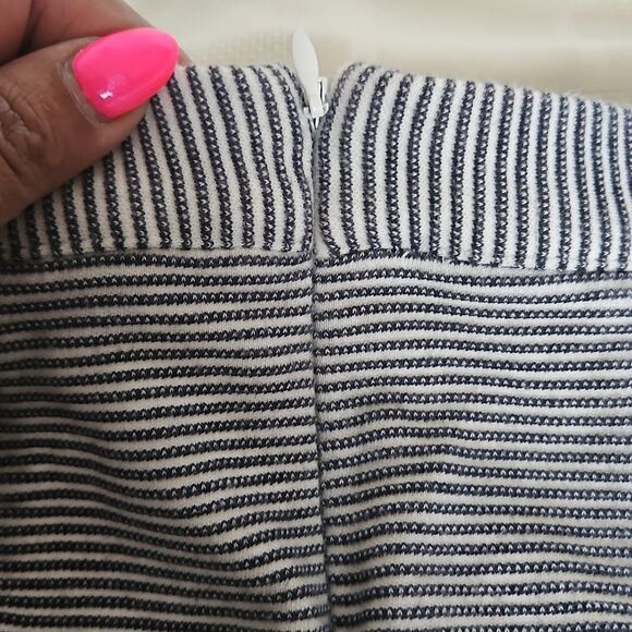 Topshop Striped Pencil Midi Skirt 4 Navy Blue/Gray - Picture 12 of 16